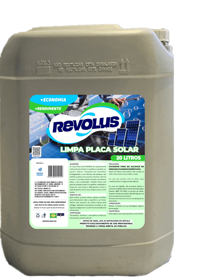 Limpa Placa Solar Revolus 20L